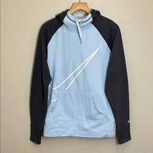 Nike Light Blue Grey Swoosh Athletic Hoodie Sweatshirt